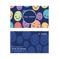 Vector funny faces vertical round frame pattern business cards