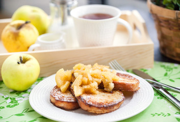 French toasts with stewed apples