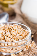 Bowl with puffed wheat