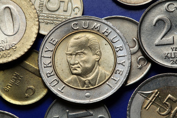 Naklejka premium Coins of Turkey. Mustafa Kemal Ataturk