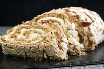 toffee and pecan roulade