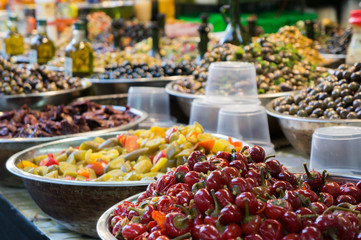 Pickled Chili and other vegetables at oriental market
