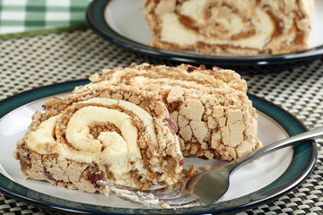 portion of toffee roulade