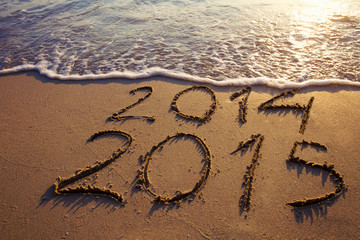 happy new year 2014 2015 on the beach