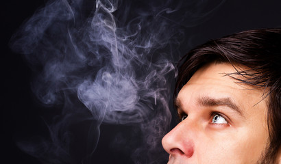 Closeup of a man smoking