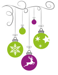 Weihnachtskugeln in hellgr&uuml;n und pink