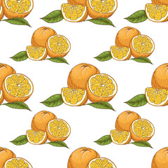 Seamless pattern with oranges