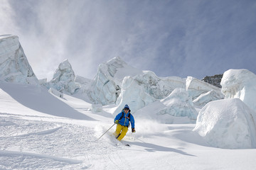 Skiing the glacier - Stock Image - 74050455