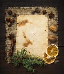Christmas background and spices