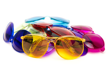 Colour glasses on the white backgroung