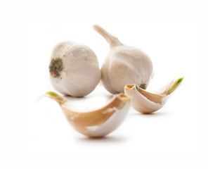 Garlic on white background