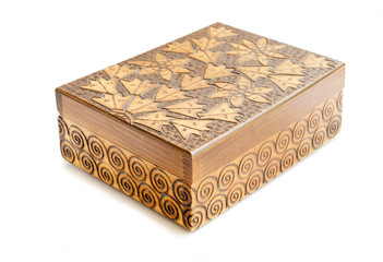 Old wood box on white background