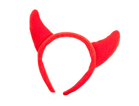 Red devil headband horns isolated on white background