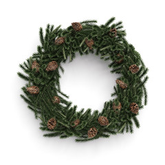 Fototapeta na wymiar Christmas decorative wreath with cones