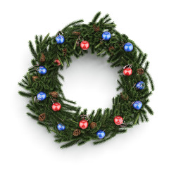 Fototapeta na wymiar Christmas decorative wreath with balls