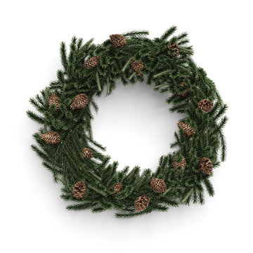 Christmas decorative wreath with cones