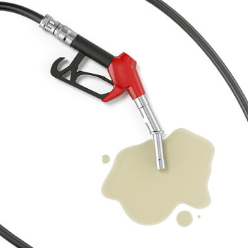 Red gasoline pump with oil