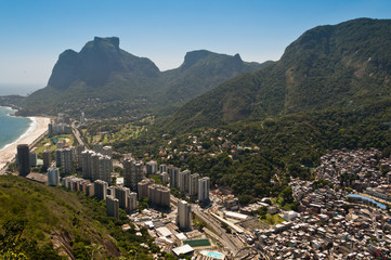 Sao Conrado Beach and District with Mountains, Rio de Janeiro