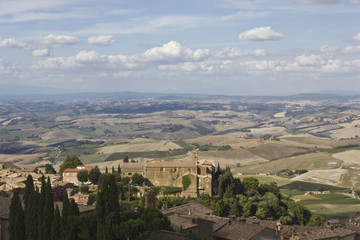 Fototapeta na wymiar Amazing Montalcino landscape from the top of the Castle