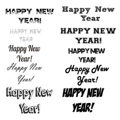 Happy New year set text illustration over color background