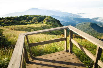 Fototapeta premium The hills in the fog. Morning landscape