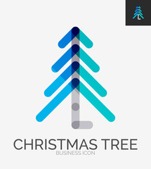 Minimal line design logo, Christmas tree icon