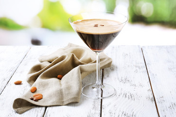 Espresso cocktail served on table