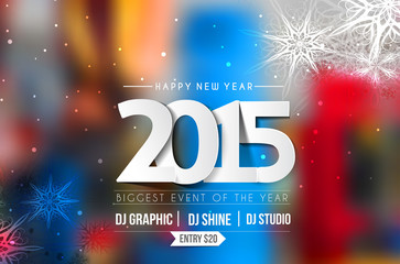 New Year 2015 test design with blur background