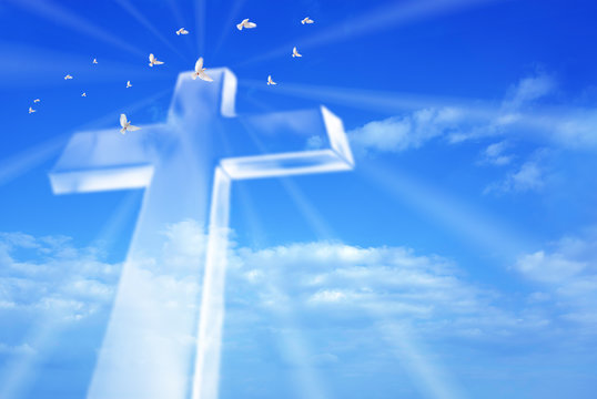 Beaming bright cross in heaven