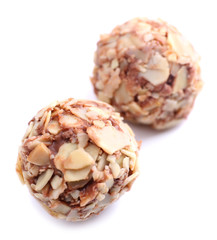 Delicious chocolate candy isolated on white