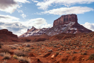 Red rocks formations along Colorado River near Arches Park, Utah
