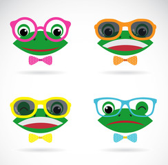 Fototapeta premium Vector image of a frog wear glasses on white background.