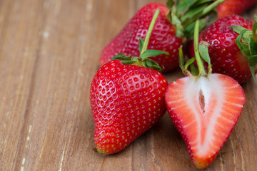Fresh strawberry  on wood