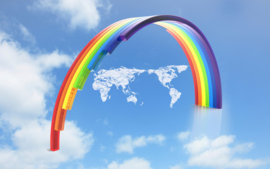 虹と世界地図
