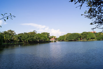 Fototapeta premium The large pool and the pavilion