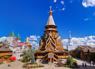 Wooden church in Izmailovo Kremlin - Moscow Russian