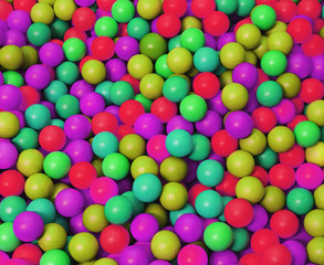 Fototapeta na wymiar phosphorescent plastic coloured balls in the game pool