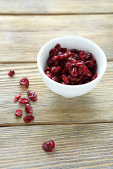 dried cranberries in white bowl