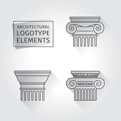 linear icons Columns. Flat with long shadows. logo.