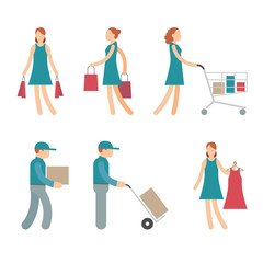 Vector Shopping Characters and employees of delivery