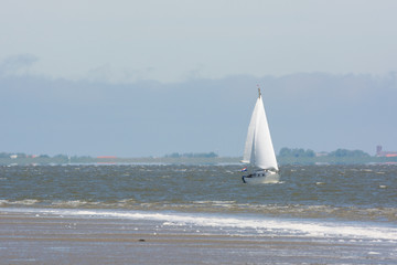Sailboat on Dutch wadden sea