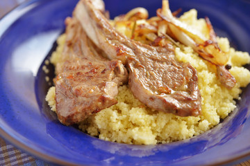 Lamb cutlets with couscous