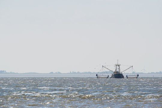 fishing boat on Dutch wadden sea