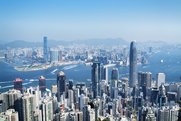 Naklejka premium Hong Kong skyline view from the Victoria Peak.