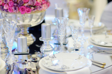 Table set for an event party or wedding reception