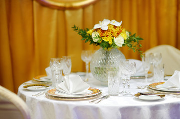 Table set for an event party or wedding reception
