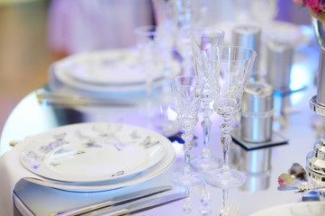 Table set for an event party or wedding reception