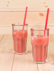 glasses of strawberry smoothie