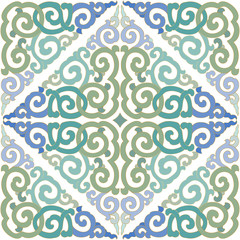 Colorful seamless ornament, white background.