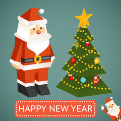 Vector Santa Claus and Christmas tree Icons